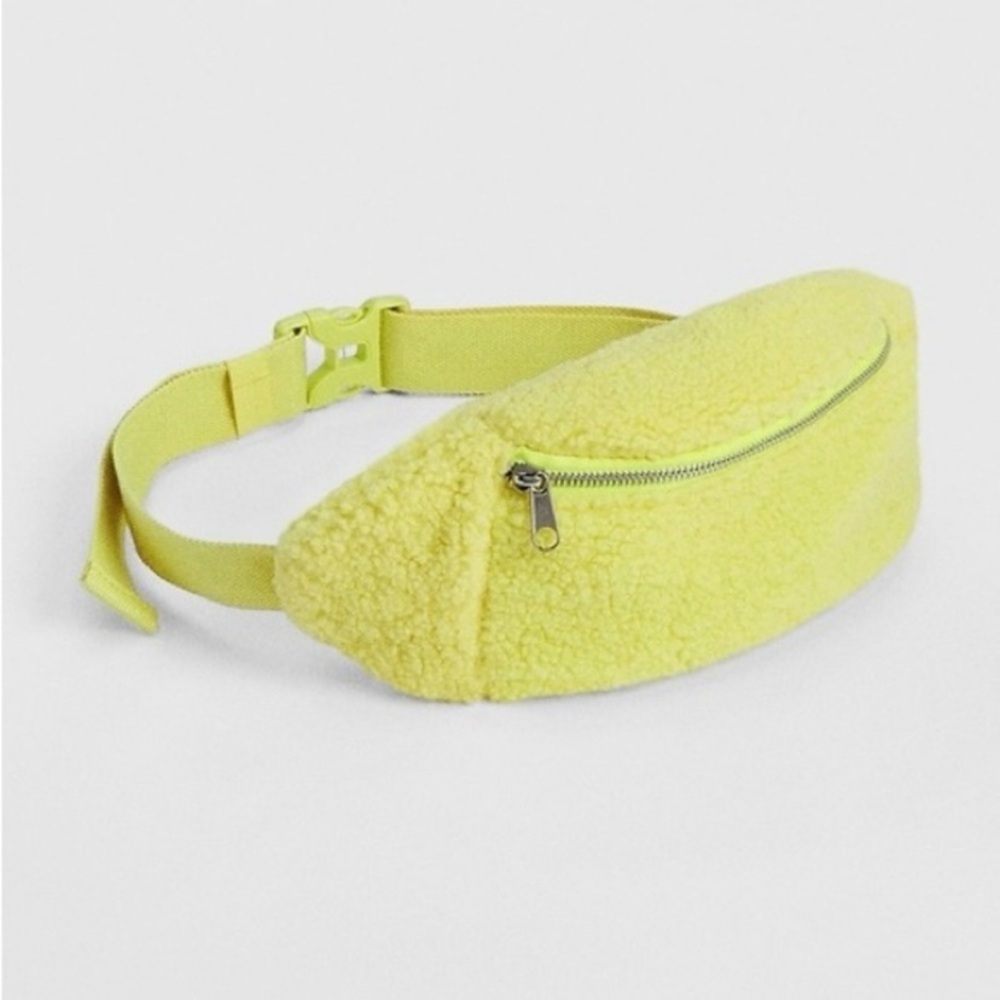 GAP Neon Yellow Faux Sherpa Shearling Belt Bag Fanny Pack